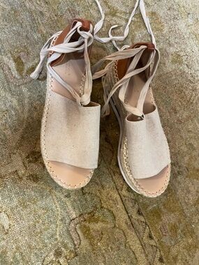 Women’s Beige Espadrille Lace-Up Sandals